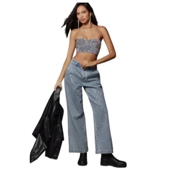 NWT Anthropologie Eve Sequin Bralette: Bandeau Edition, Grey Iridescent Size L - Picture 10 of 10